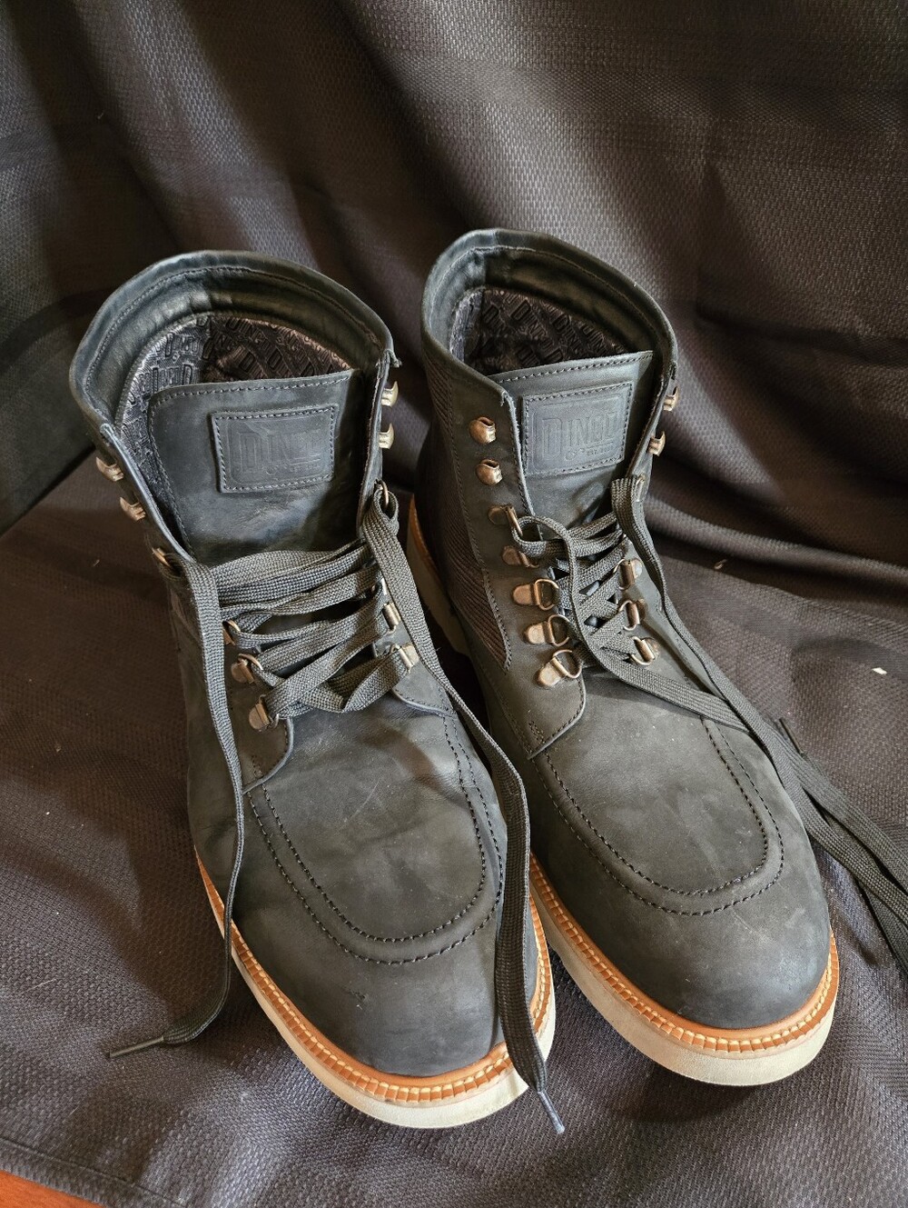 Dingo Mens Black Lace-Up Leather Work Boots